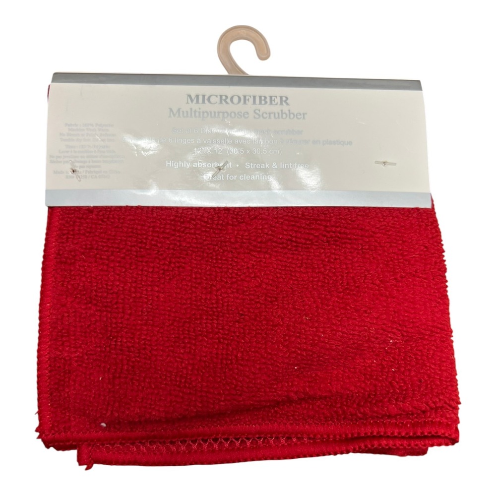 HomeGoods Microfiber Multipurpose Scrubber‎ Dish Cloths 6pk Red Brand New 12x12
